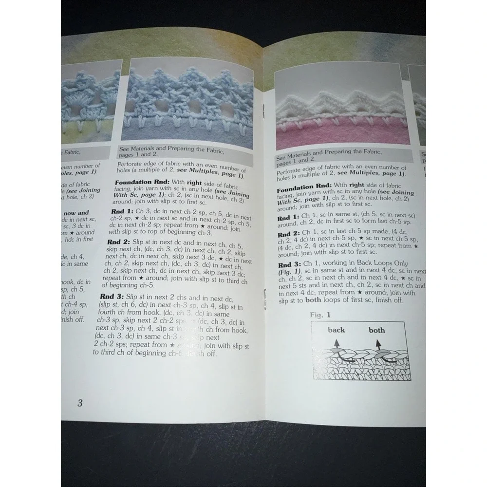 Leisure Arts Baby's Choice Crochet Edging's For Fleece Pattern Booklet 6 Designs